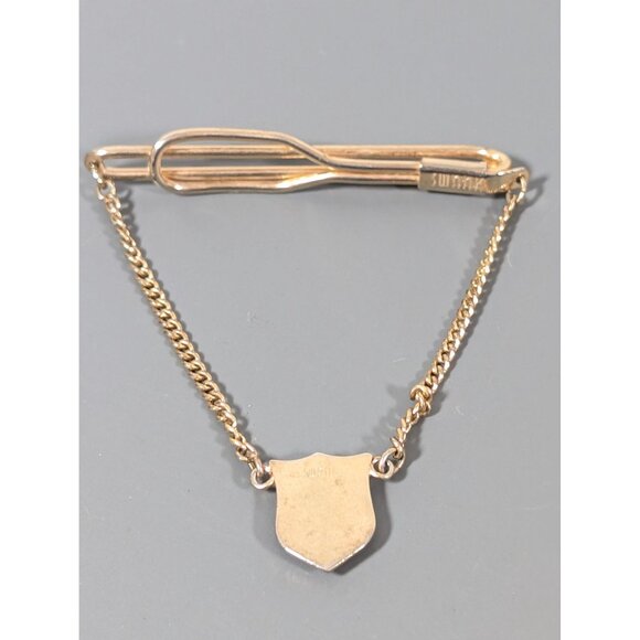 Vintage Swank Freemason G Tie Clip With Chain Charm Gold Tone - Picture 5 of 9